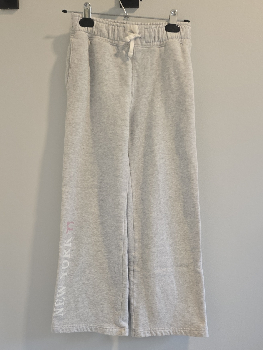 abercrombie kids Light Gray Wide-Leg Drawstring Sweatpants